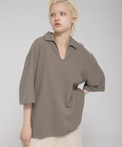 開領 open collared tee T恤