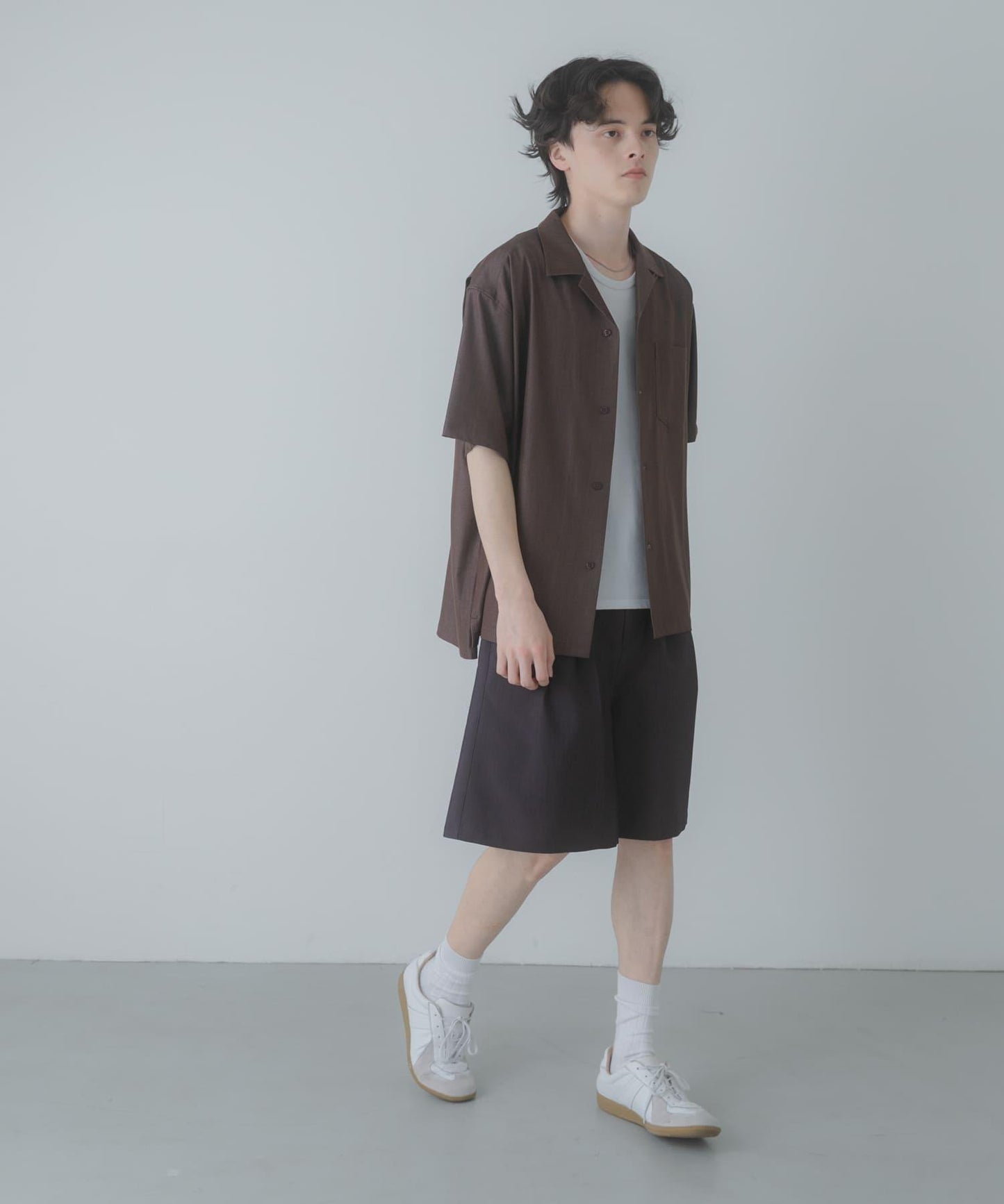細條紋 寬鬆闊腿 休閒短褲