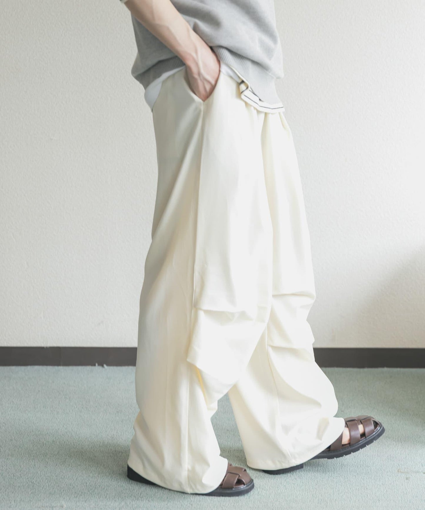 色織布降落傘休閒褲