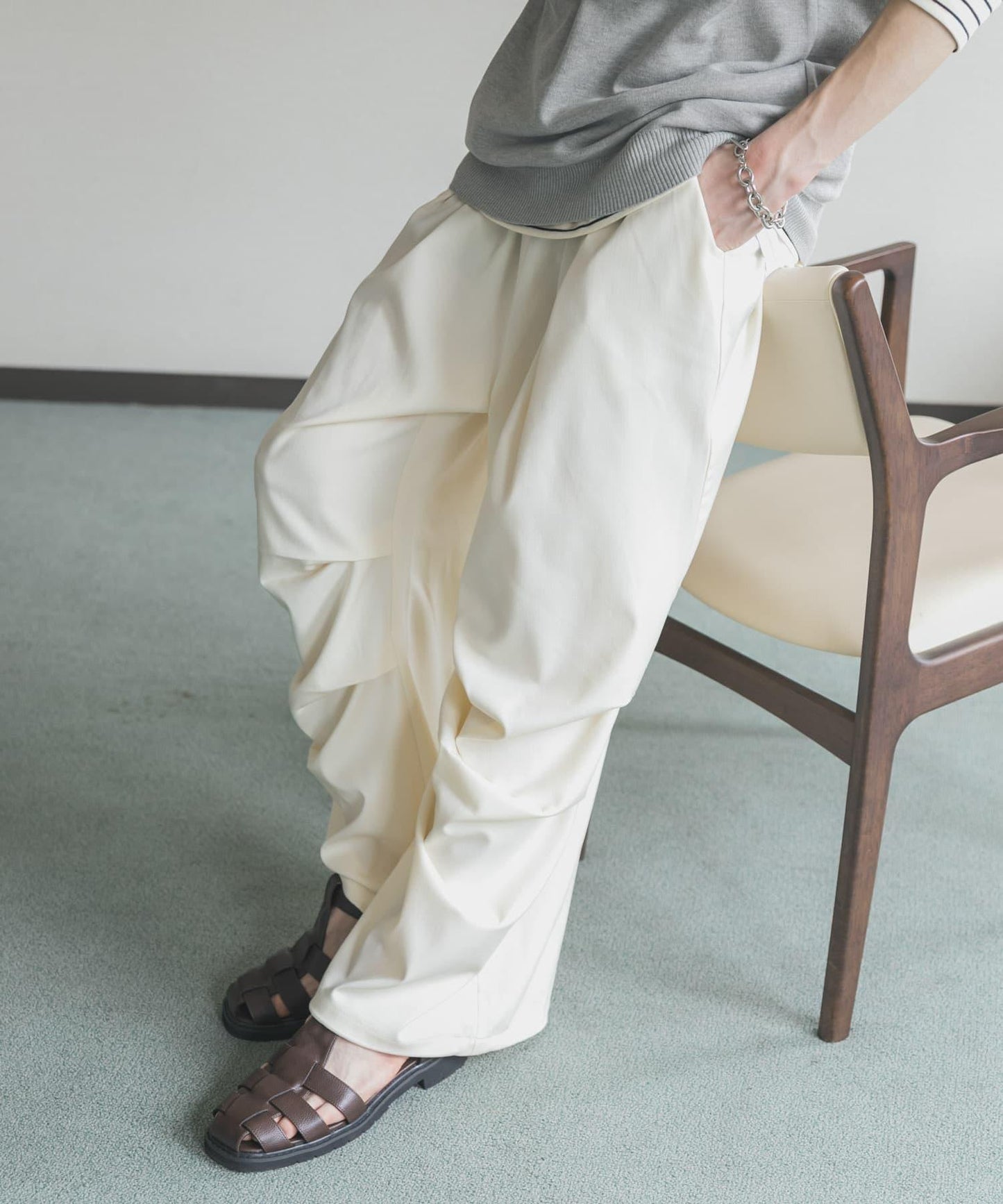 色織布降落傘休閒褲