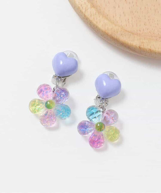 彩色花朵設計 耳夾