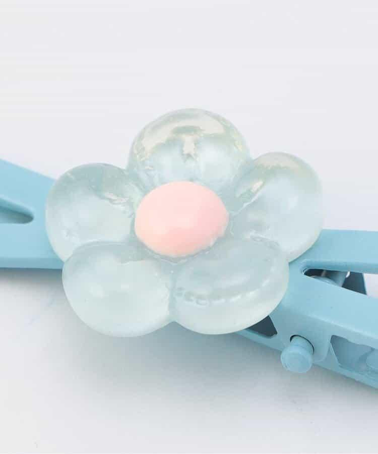 透明花朵蝴蝶結髮夾 兩個套裝