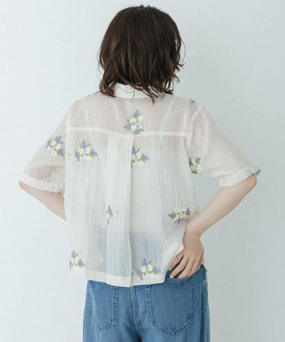 花卉刺繡提花襯衫