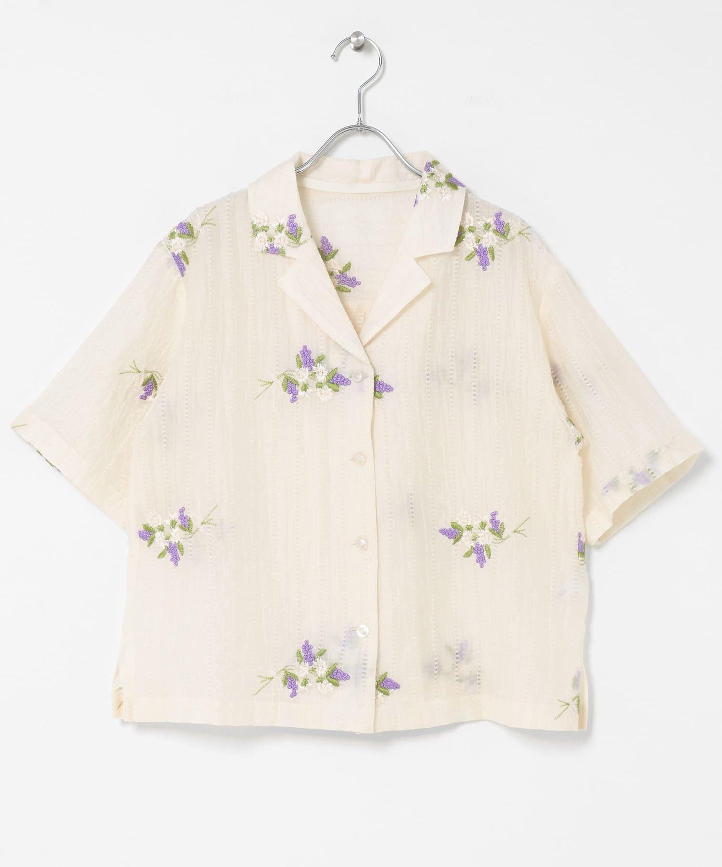 花卉刺繡提花襯衫