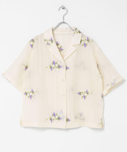 花卉刺繡提花襯衫