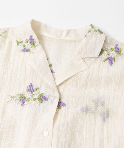 花卉刺繡提花襯衫