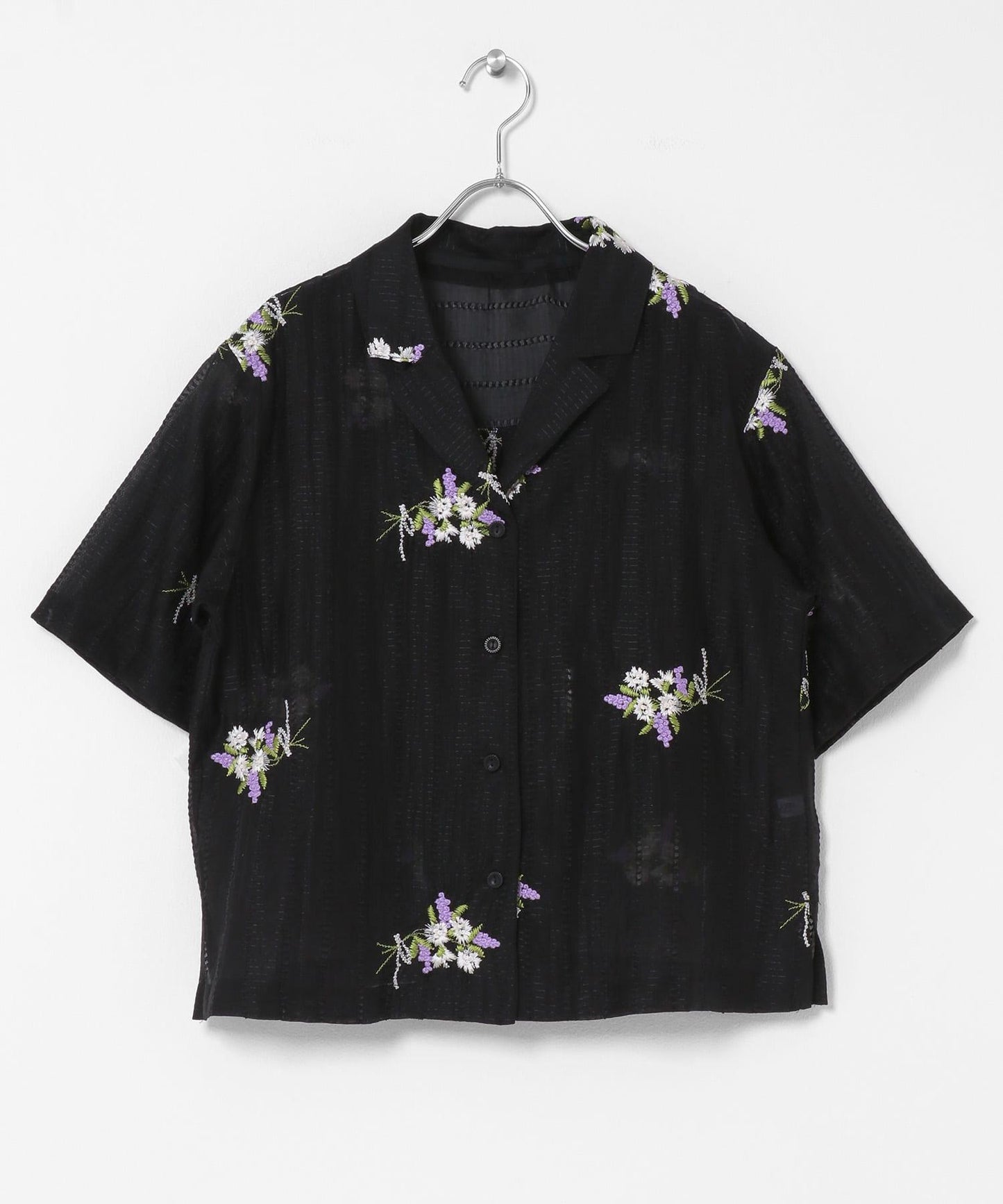 花卉刺繡提花襯衫
