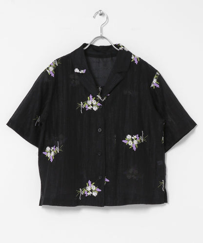 花卉刺繡提花襯衫