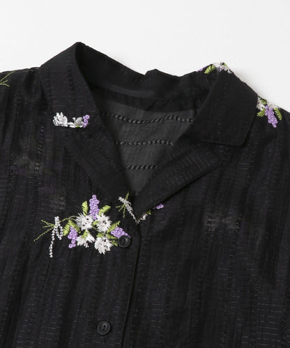 花卉刺繡提花襯衫
