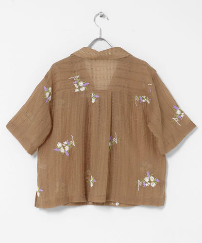 花卉刺繡提花襯衫