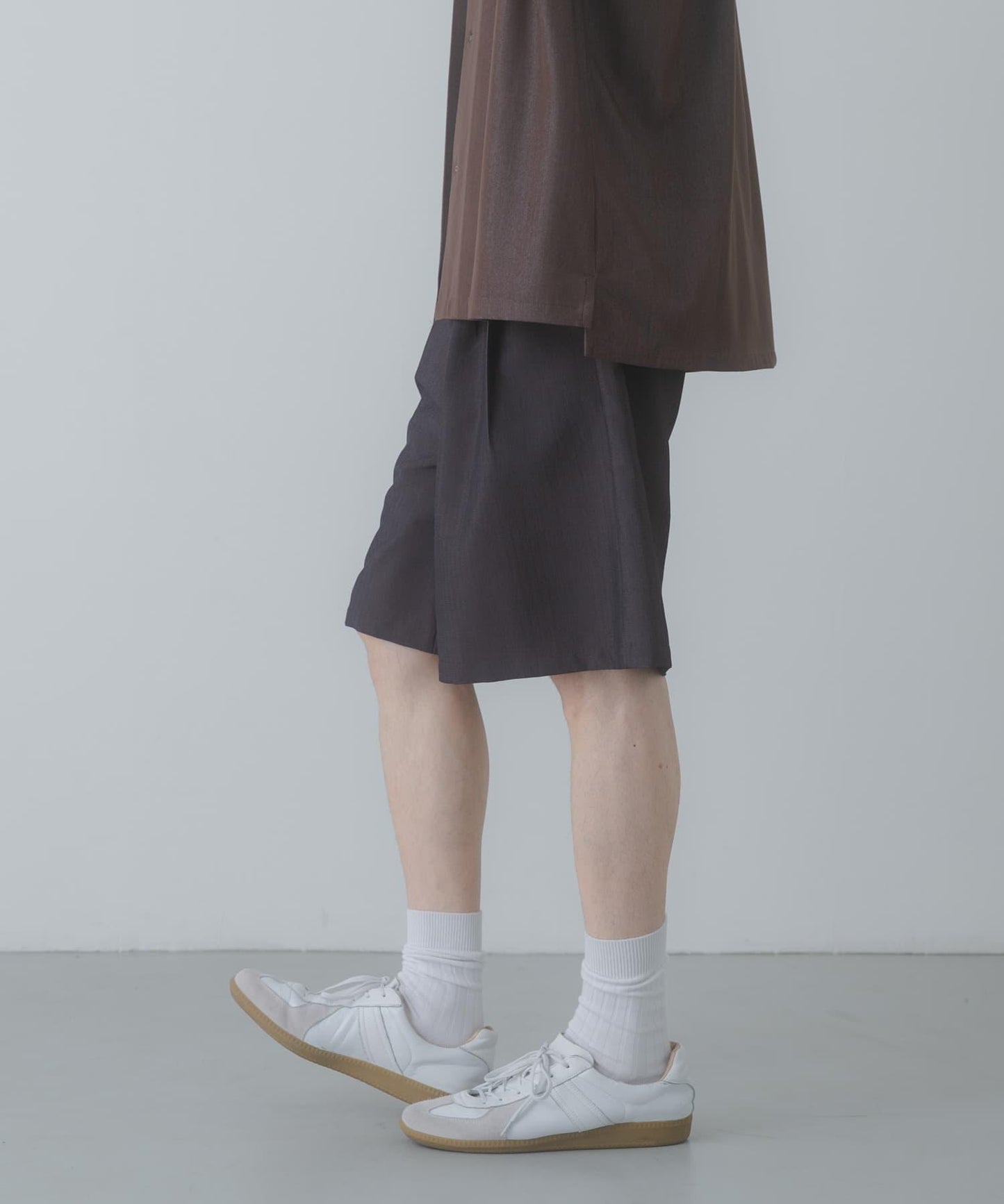 細條紋 寬鬆闊腿 休閒短褲