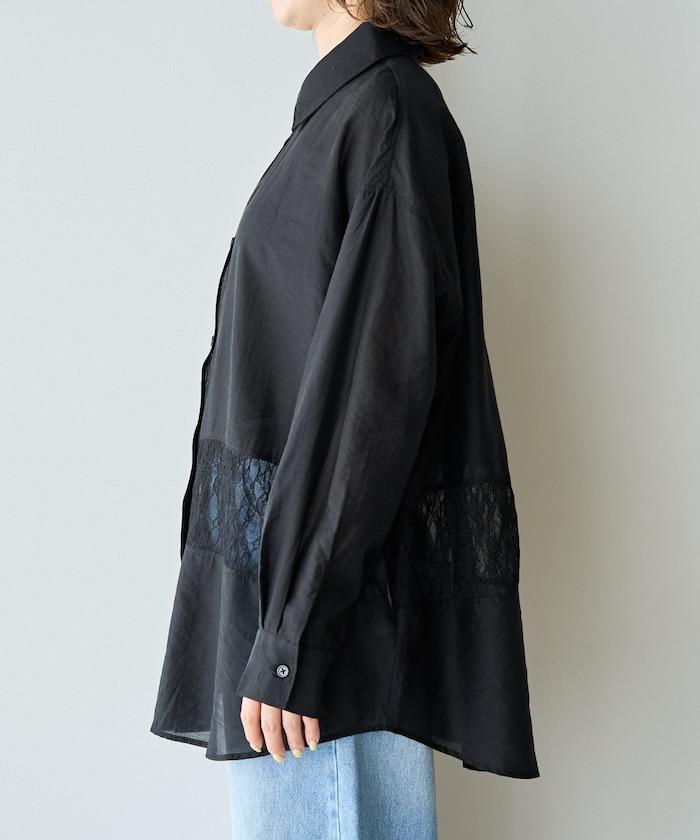 蕾絲拼接 寬鬆 襯衫