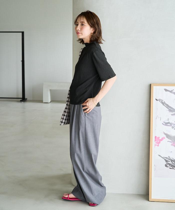 楊柳面料 斜開領 短袖 套頭上衣