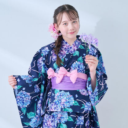 接觸冷感 2WAY設計 繡球花圖案 浴衣
