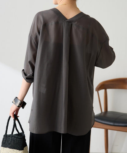 可調節衣長 寬鬆 復古感 透紗 襯衫