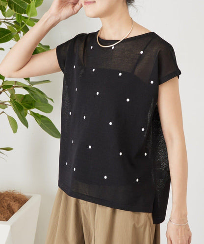 波點刺繡 針織上衣