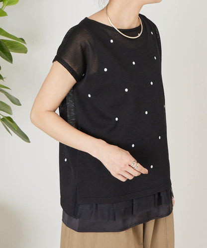 波點刺繡 針織上衣