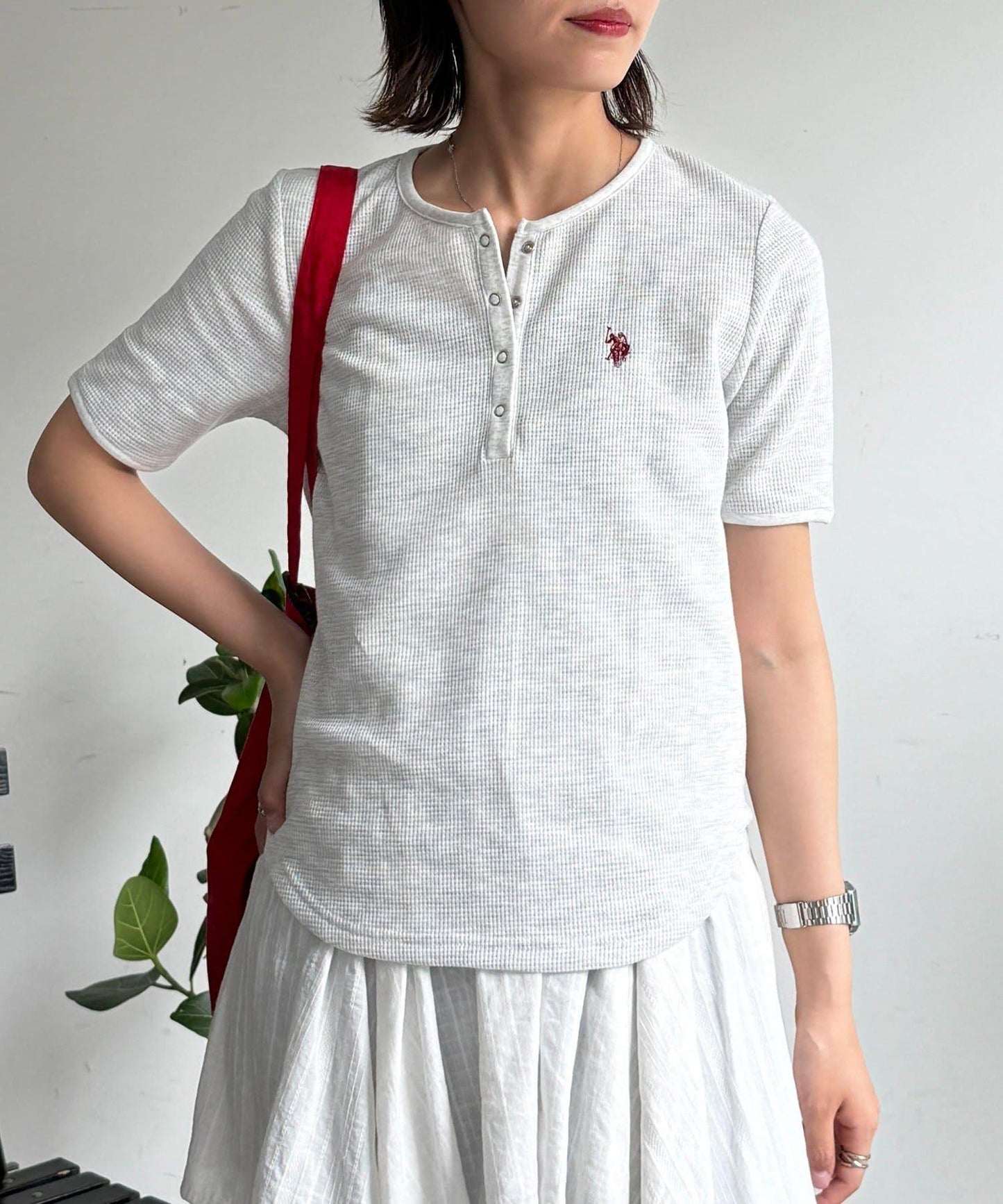 U.S. POLO ASSN. 華夫格亨利領T恤