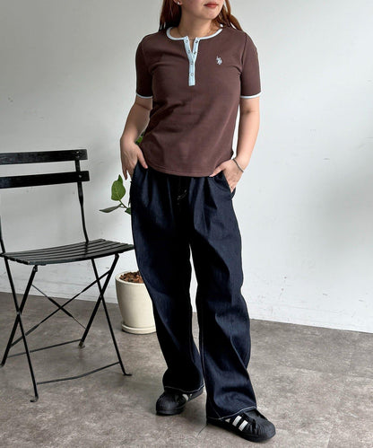 U.S. POLO ASSN. 華夫格亨利領T恤