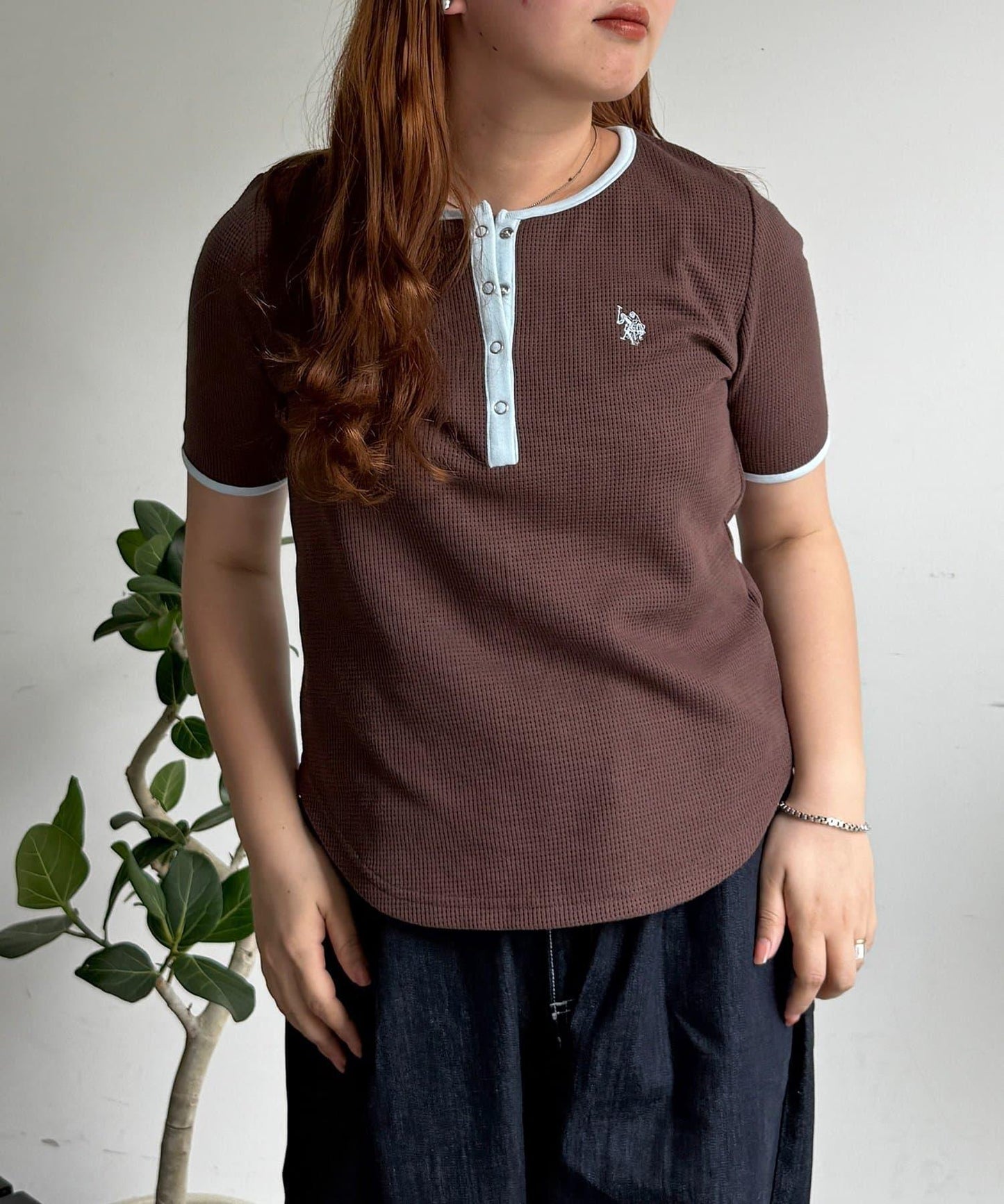 U.S. POLO ASSN. 華夫格亨利領T恤
