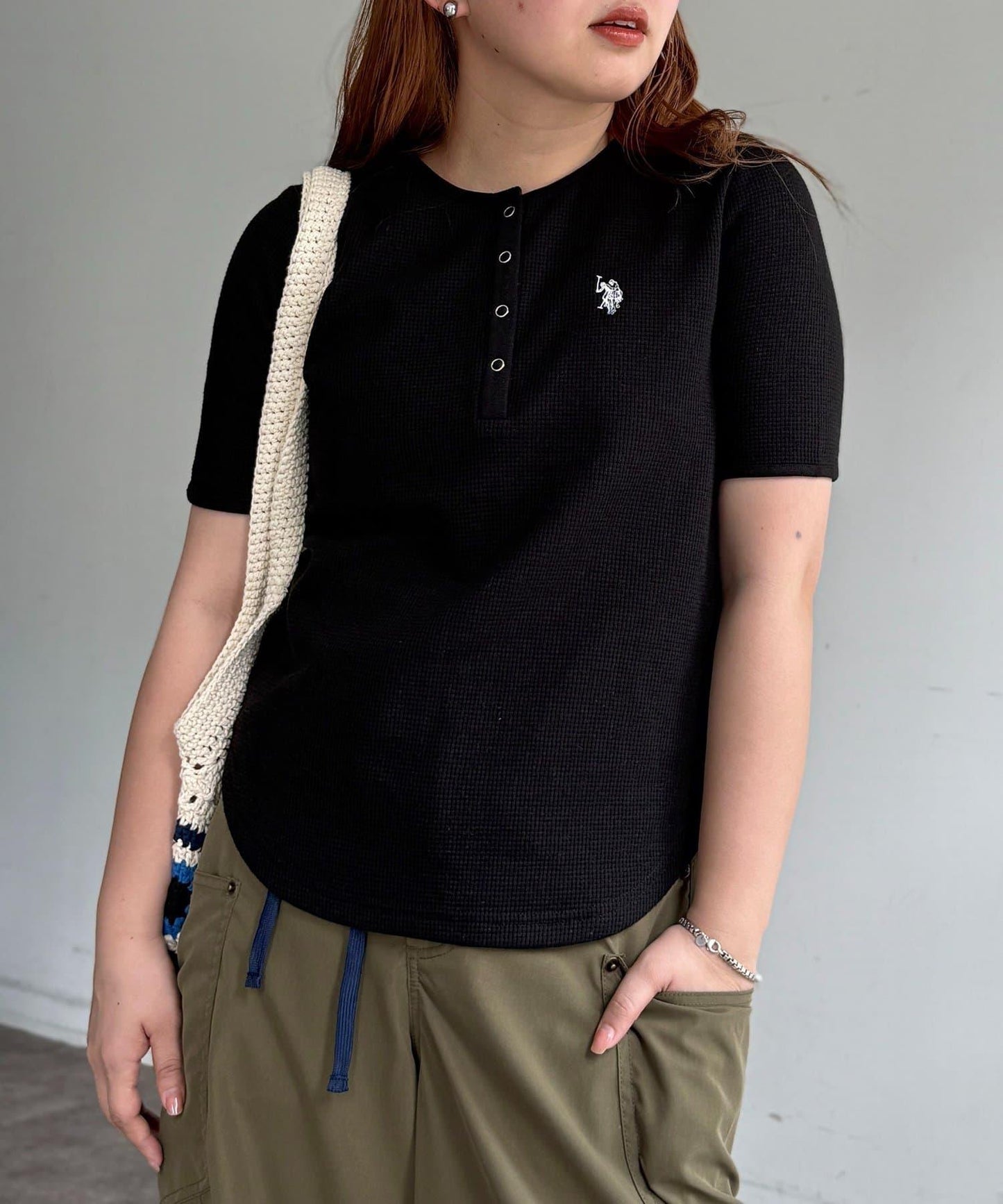 U.S. POLO ASSN. 華夫格亨利領T恤