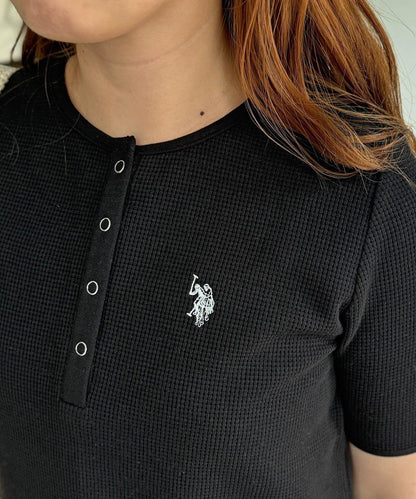 U.S. POLO ASSN. 華夫格亨利領T恤