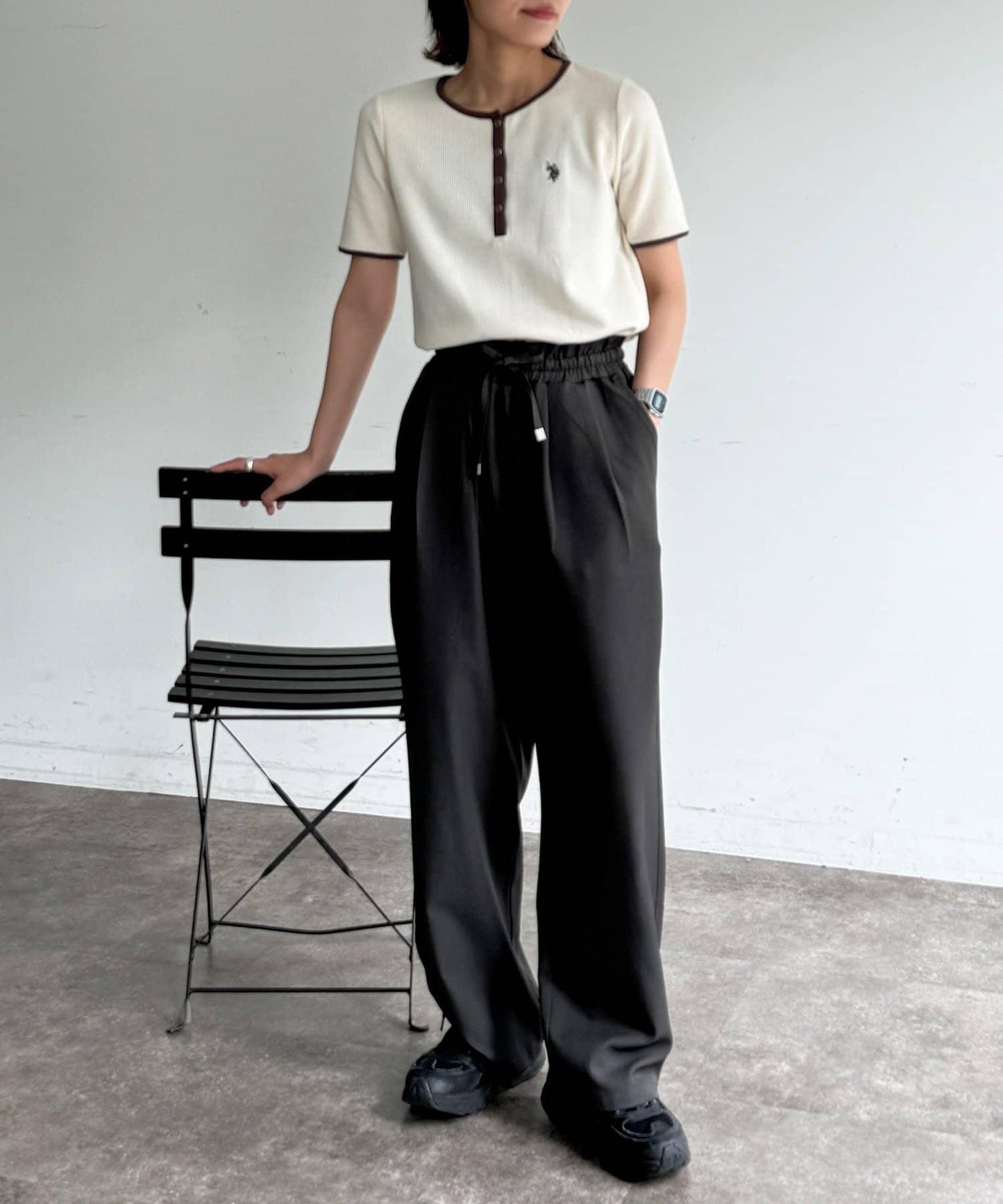 U.S. POLO ASSN. 華夫格亨利領T恤