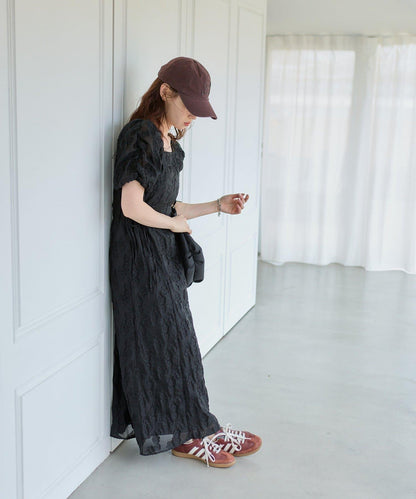 小個子尺碼 透感花卉蝴蝶結設計 連衣裙