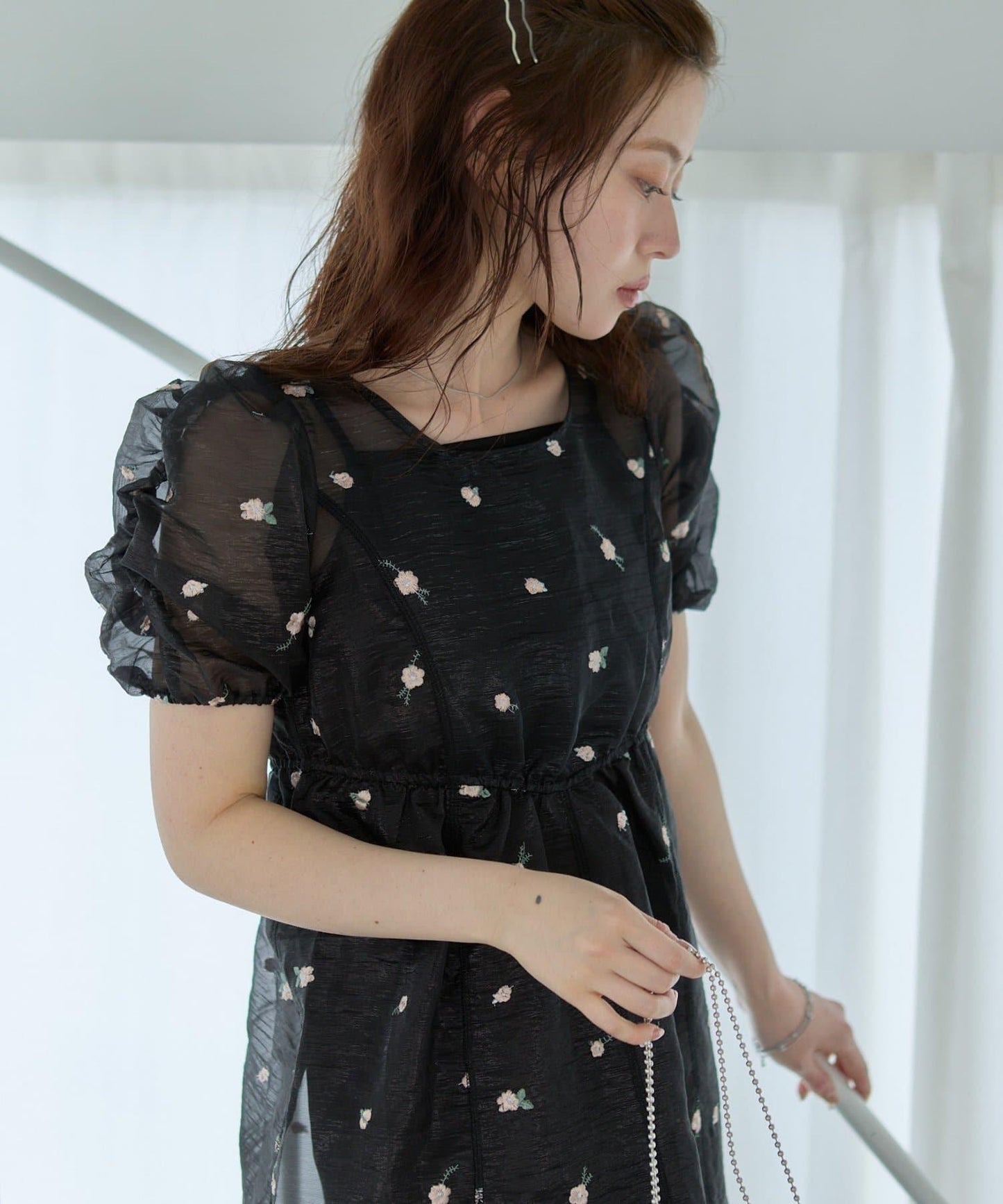 婚禮場合小個子尺碼兩尺碼可選 花卉歐根紗 連衣裙
