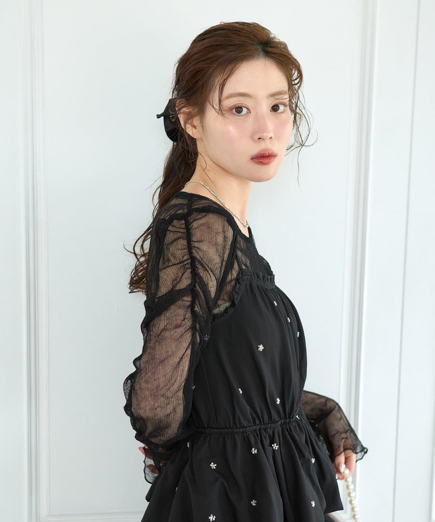 婚禮場合 小個子款 閃飾泡泡設計 連體褲