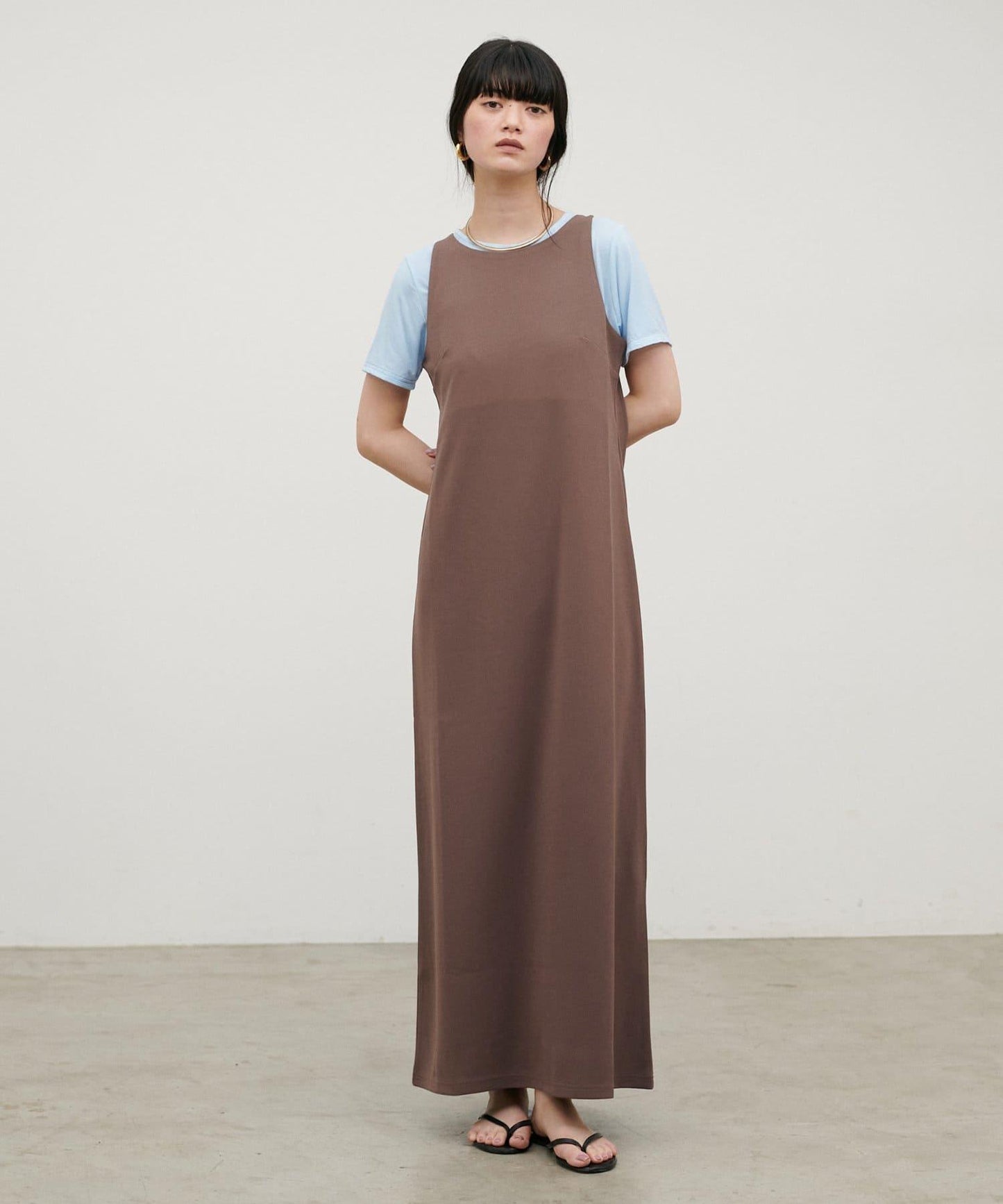 啞光Ponte面料 美式露肩版型 連衣裙（Web限定）