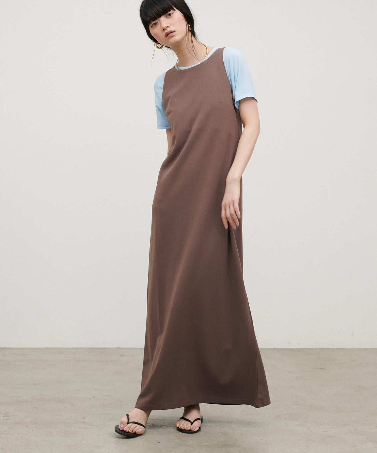 啞光Ponte面料 美式露肩版型 連衣裙（Web限定）