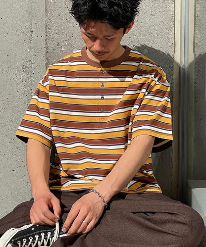 條紋/純色亨利領T恤