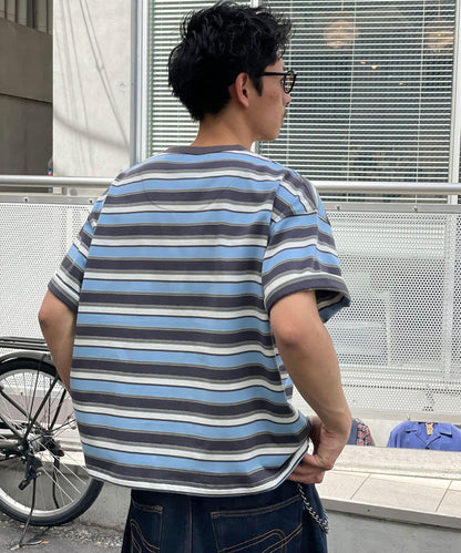 條紋/純色亨利領T恤