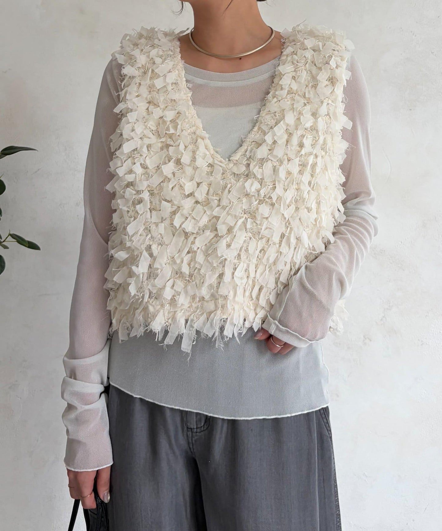 薄紗亮絲長袖T恤