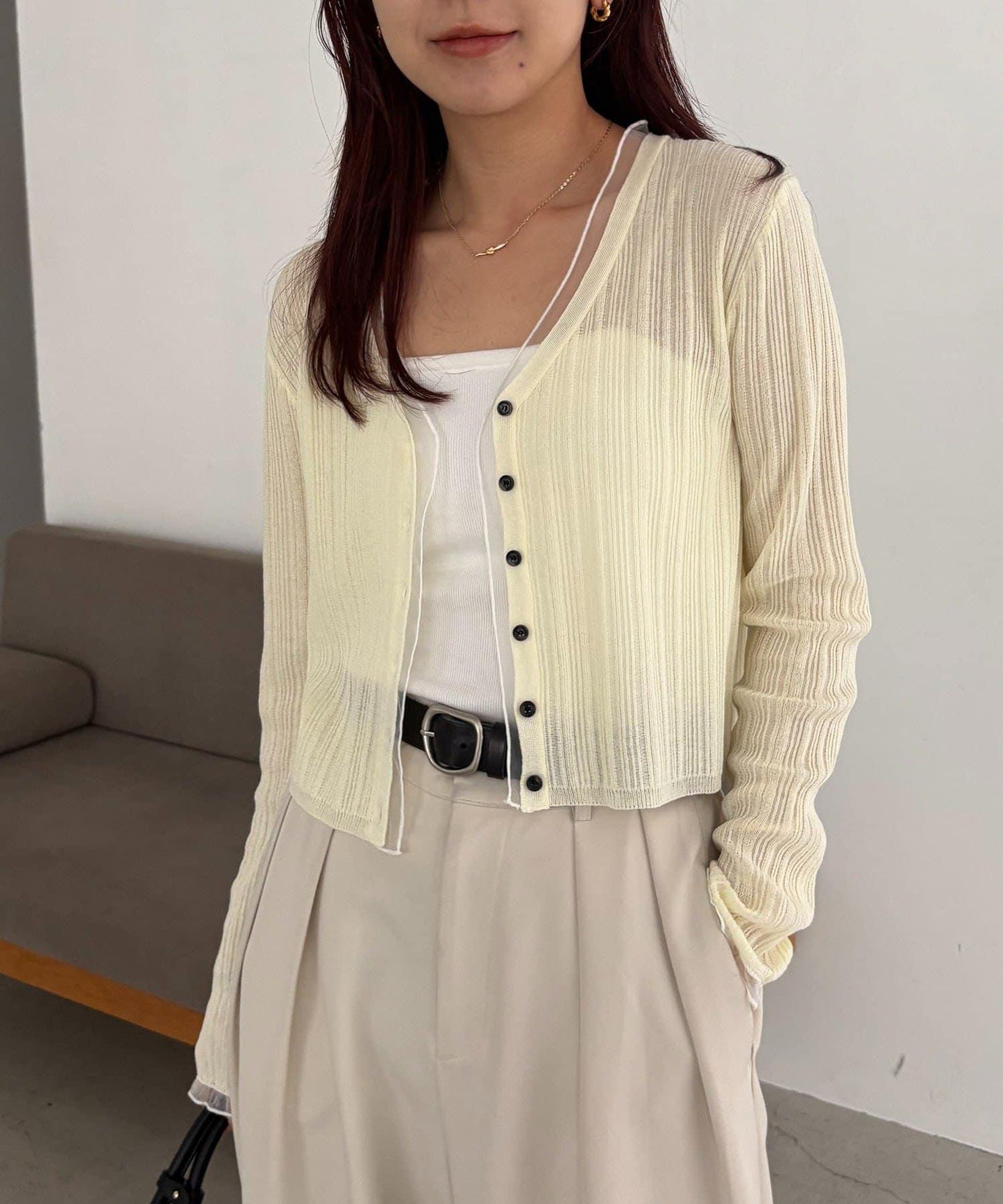 接觸涼感防紫外線 網紗拼接 針織開衫