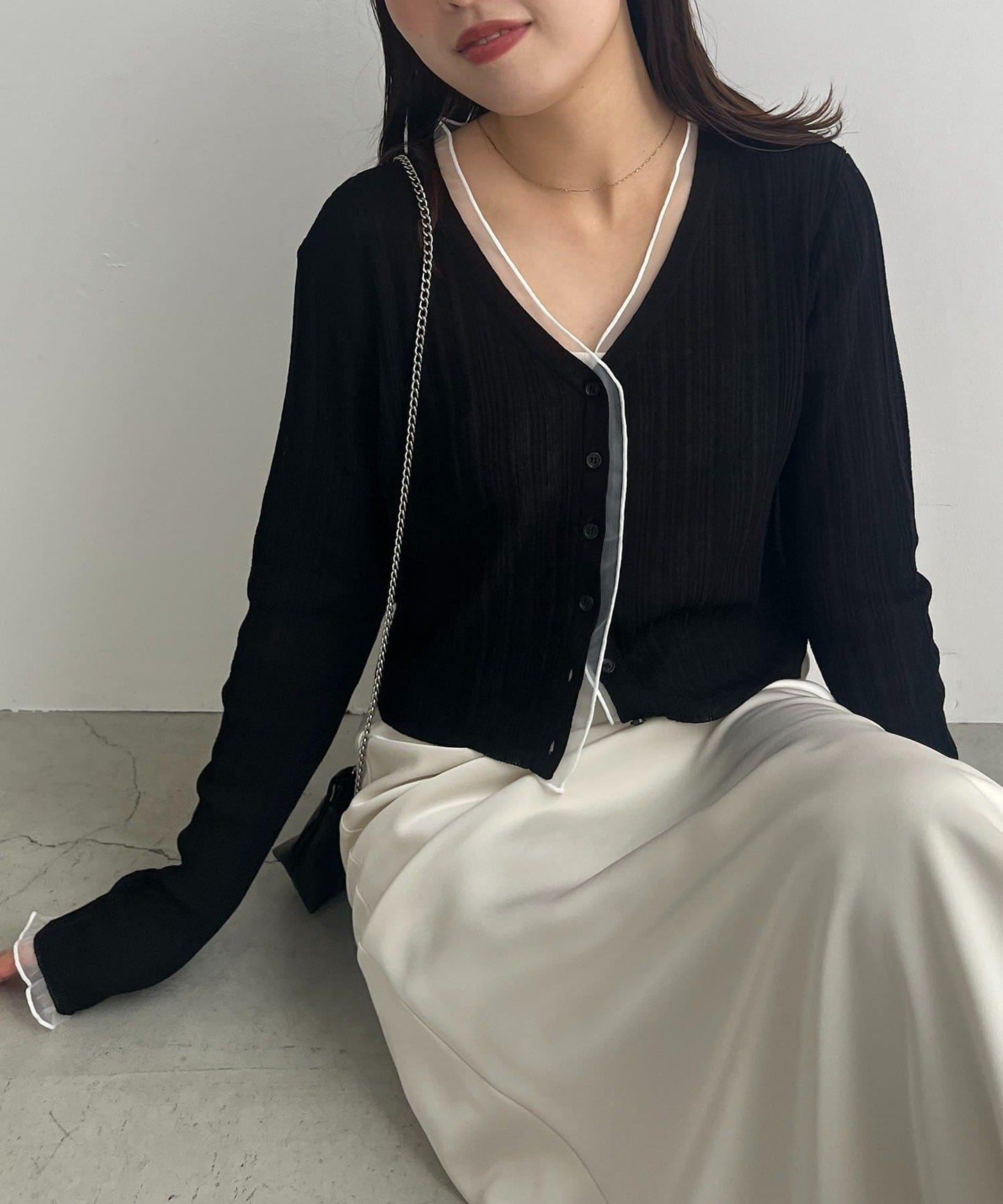 接觸涼感防紫外線 網紗拼接 針織開衫