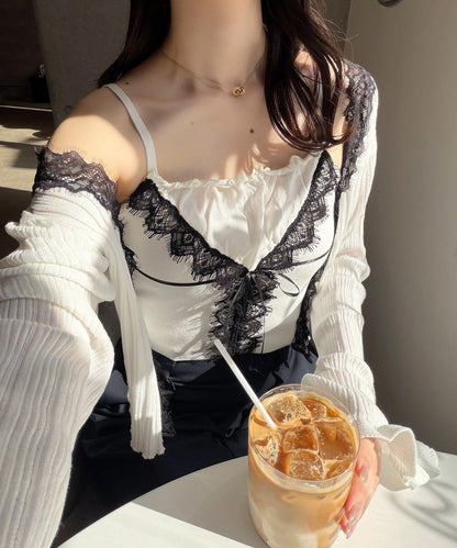 one after another 蕾絲拼接針織背心