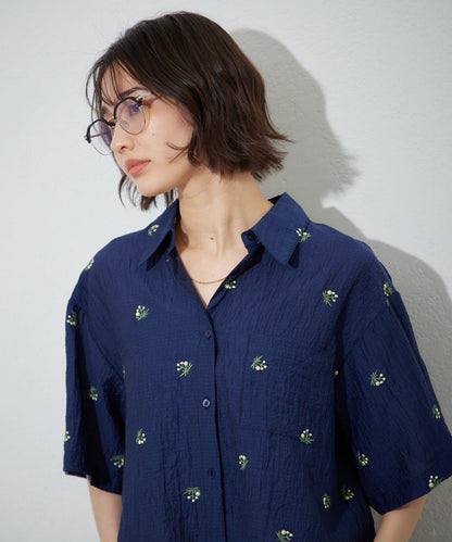 可成套搭配 花卉刺繡 短款 女式襯衫