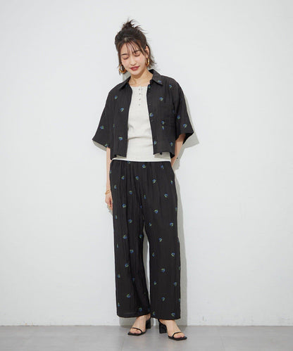 可成套搭配 花卉刺繡 短款 女式襯衫