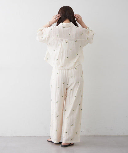 可成套搭配 花卉刺繡 短款 女式襯衫