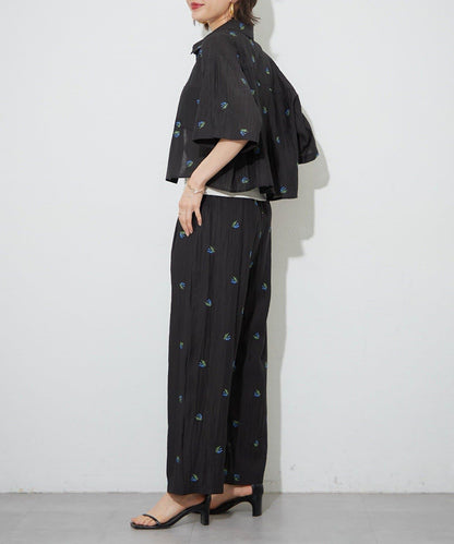 可成套搭配 花卉刺繡 短款 女式襯衫