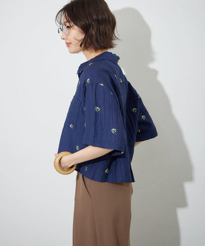 可成套搭配 花卉刺繡 短款 女式襯衫
