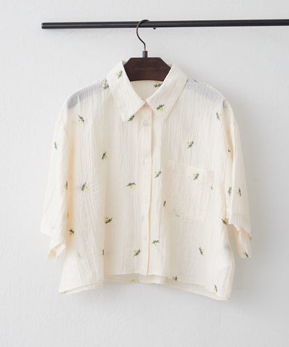 可成套搭配 花卉刺繡 短款 女式襯衫