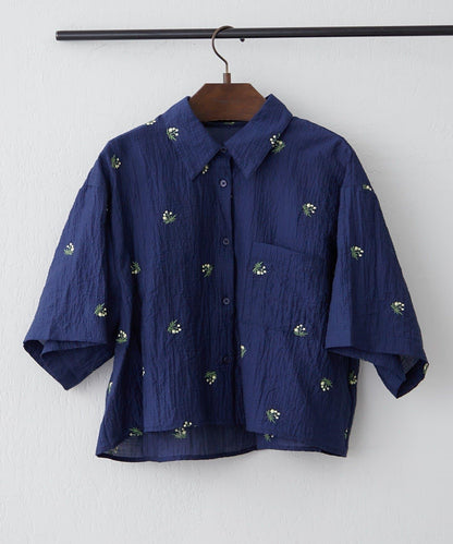 可成套搭配 花卉刺繡 短款 女式襯衫