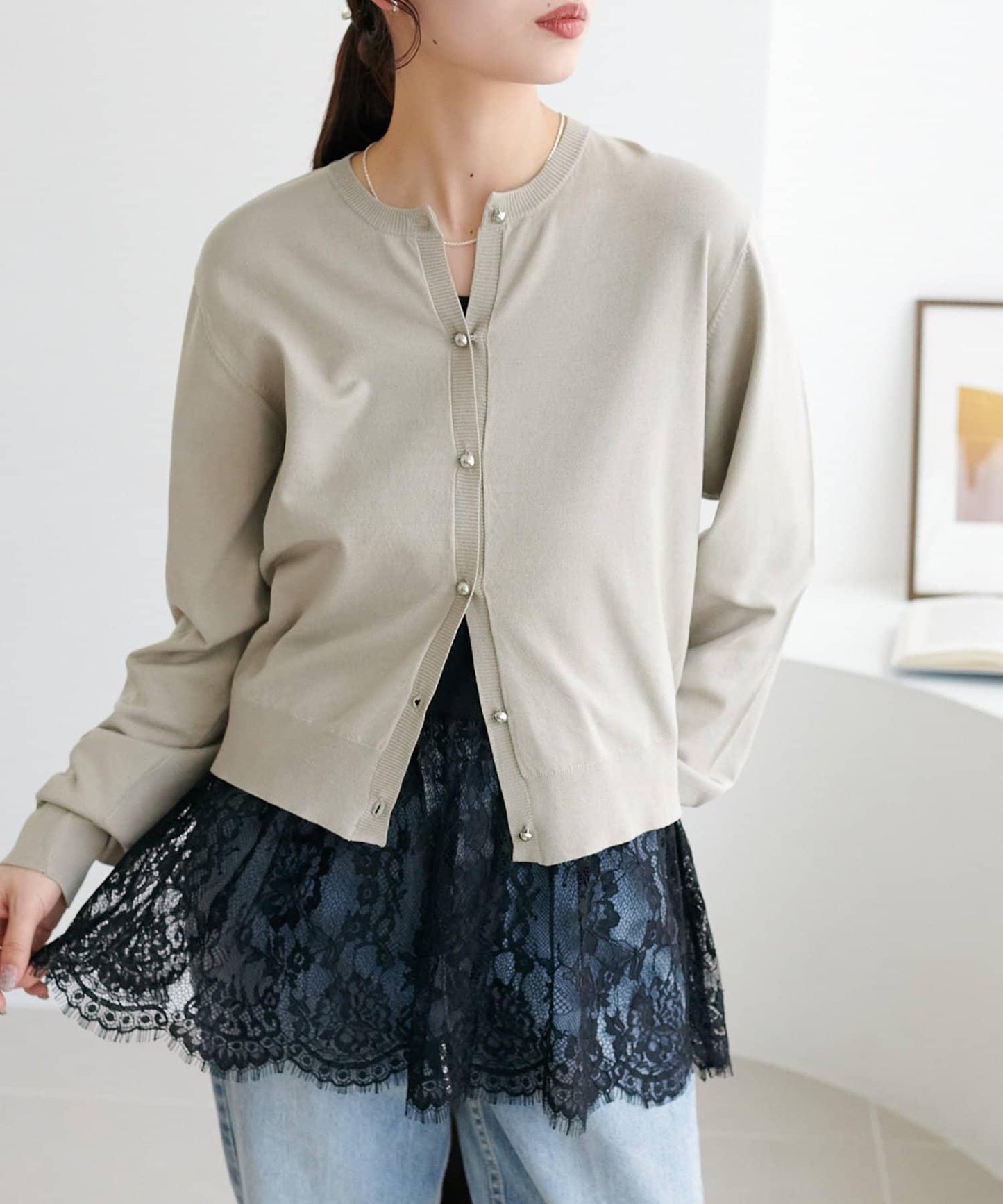 UV 清爽柔軟 金屬扣 圓領 針織開衫