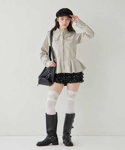 WHO'S WHO gallery 軍事風荷葉下襬女襯衫