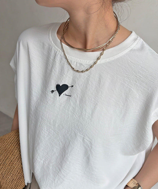 心形背部ロゴ印花 TEE
