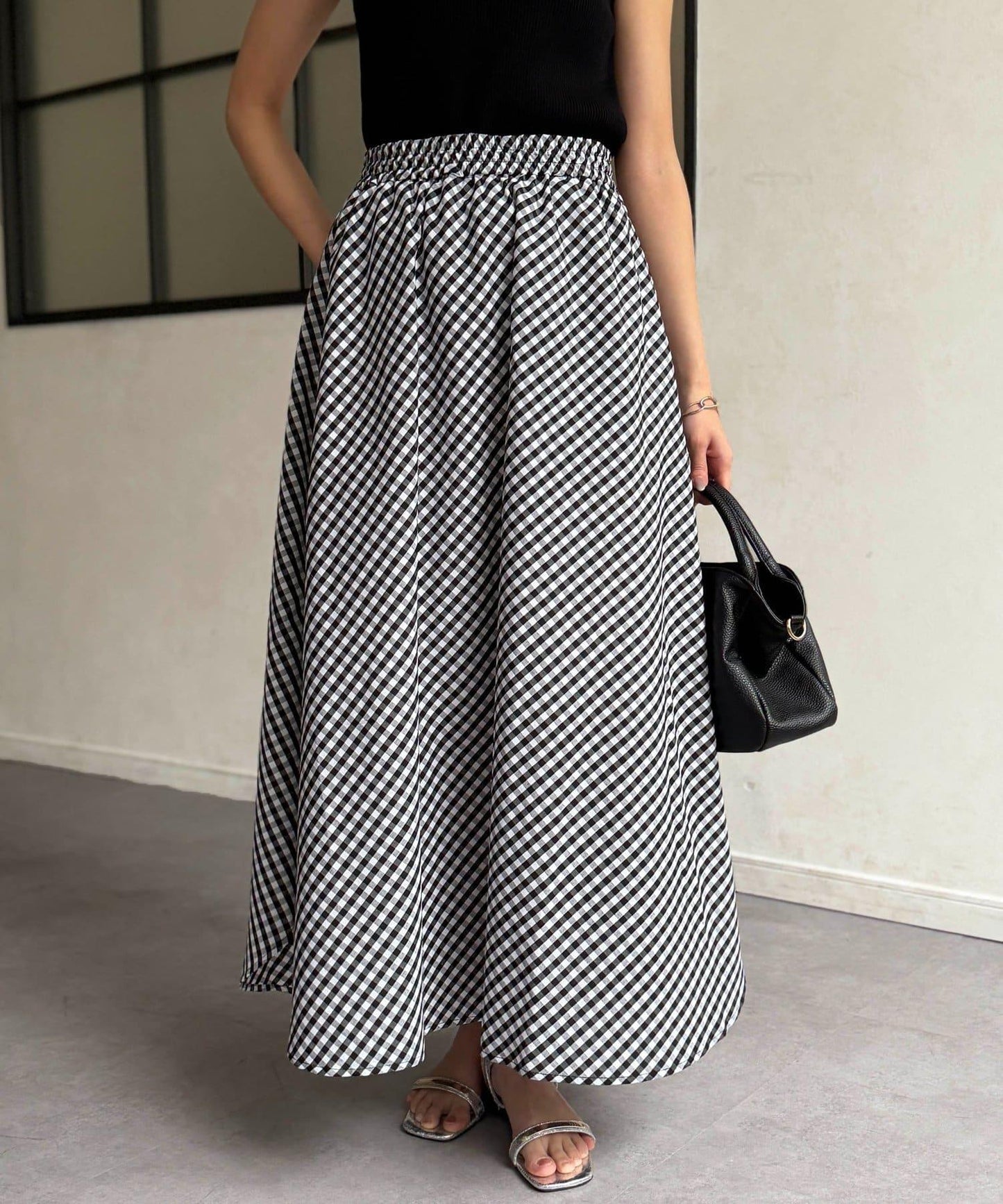 TC面料側開叉半身裙
