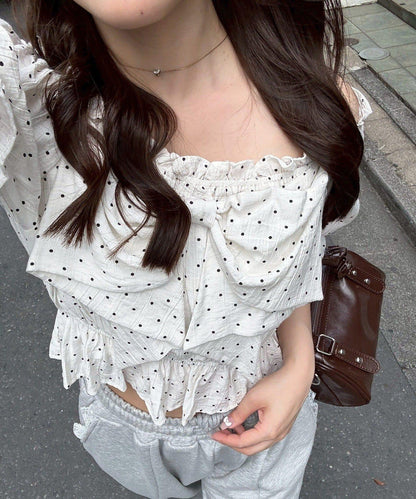 褶皺蝴蝶結設計 短袖襯衫
